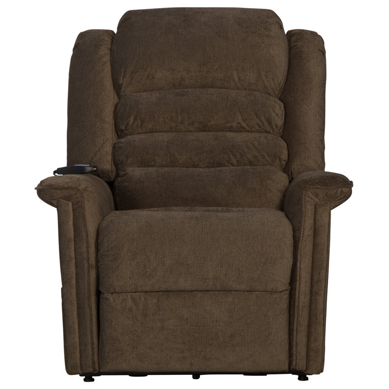 Soother Power Lift Assist Upholstered Recliner, Java Polyester
