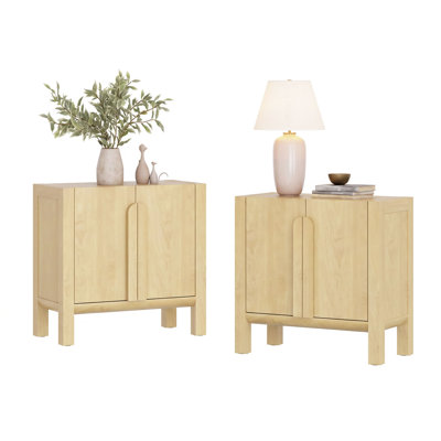 Ensemble de table de chevet moderne Mid-Century de 2, grande table de bout avec portes 31,5 ", armoire de rangement en bois pour chambre à coucher, salon, entrée