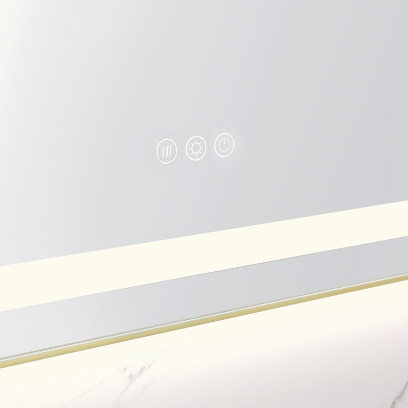 LED Bathroom Mirror with Front-lit, 3 Colors Temperature & Dimmable Light, Brushed Gold, 48" x 32"