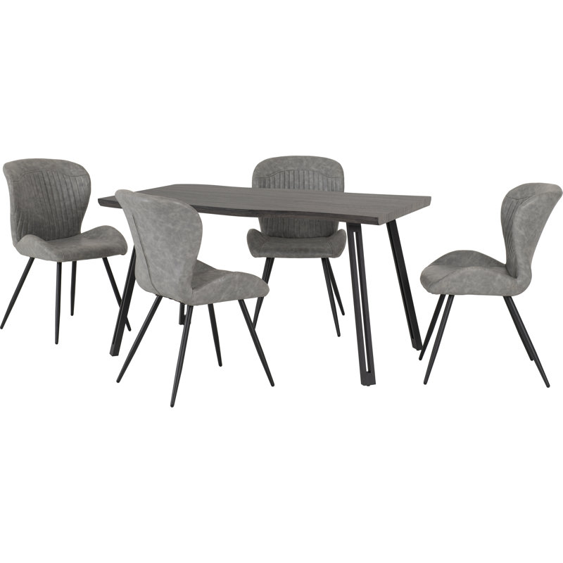 Douros 4 - Person Dining Set, Black Wood Grain, Grey