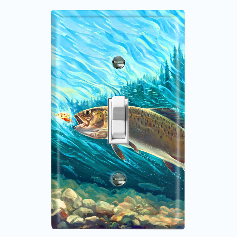 Metal Light Switch Plate Outlet Cover (Trophy Fishing Trout Clear Water  Lake - Single Toggle)