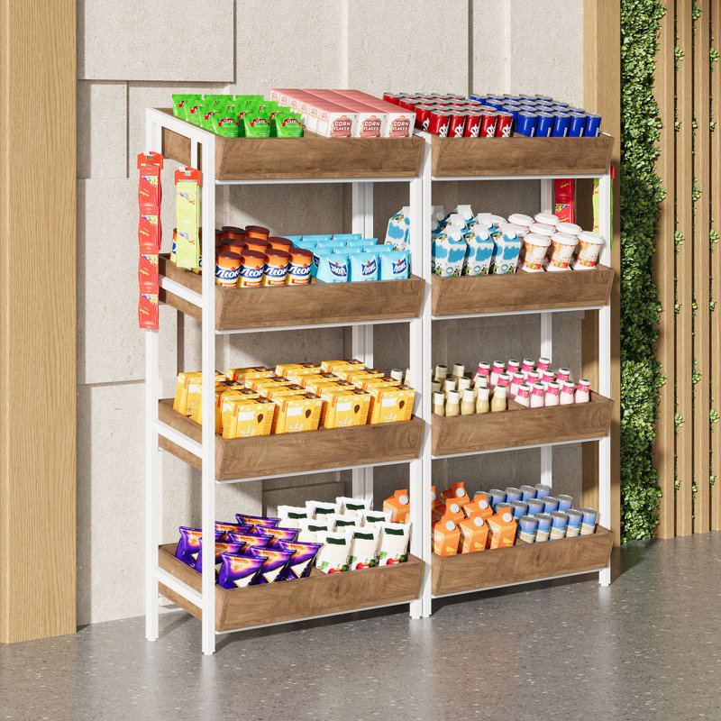 Présentoir de vente au détail, étagère à grignotines avec tablettes de rangement