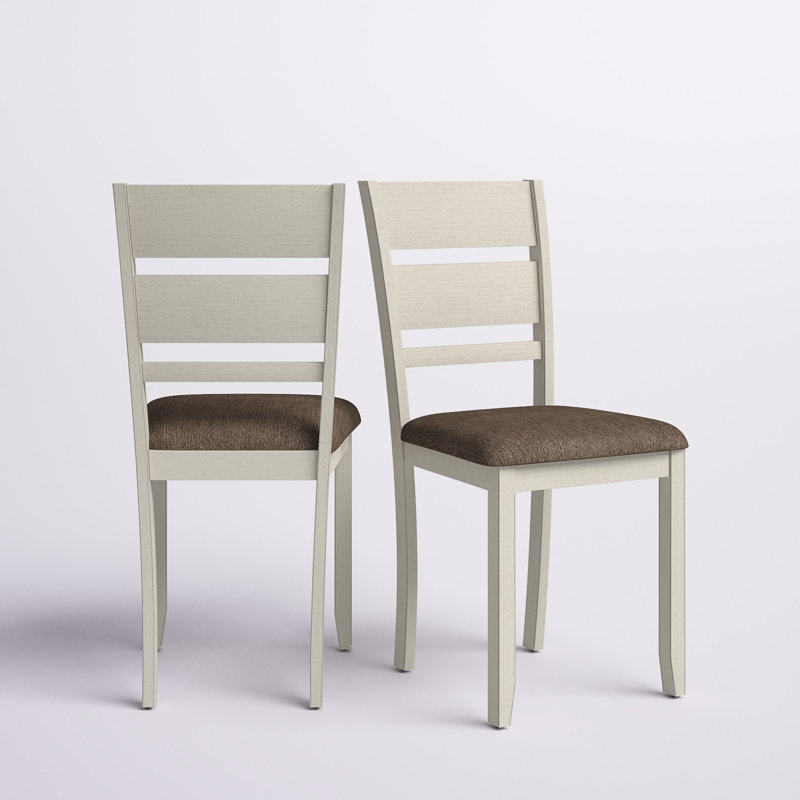 Luz Slat Back Upholstered Side Chair, Dark Brown/White