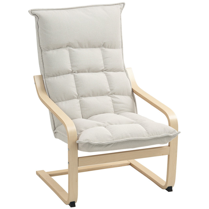 Chaise d'appoint moderne, fauteuil rembourré avec pieds courbés , Blanc, crème