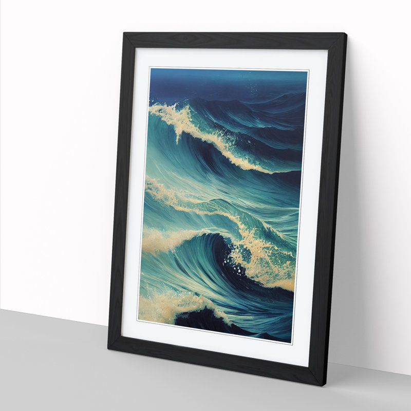 Moody Ocean Wave Vol.4 - Picture Frame Print, Black, 46cm H x 34cm W x 2cm D