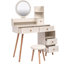 Meuble-lavabo avec miroir et tabouret rembourré