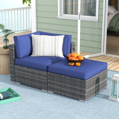 Wicker Outdoor Lounge Chair with Ottoman