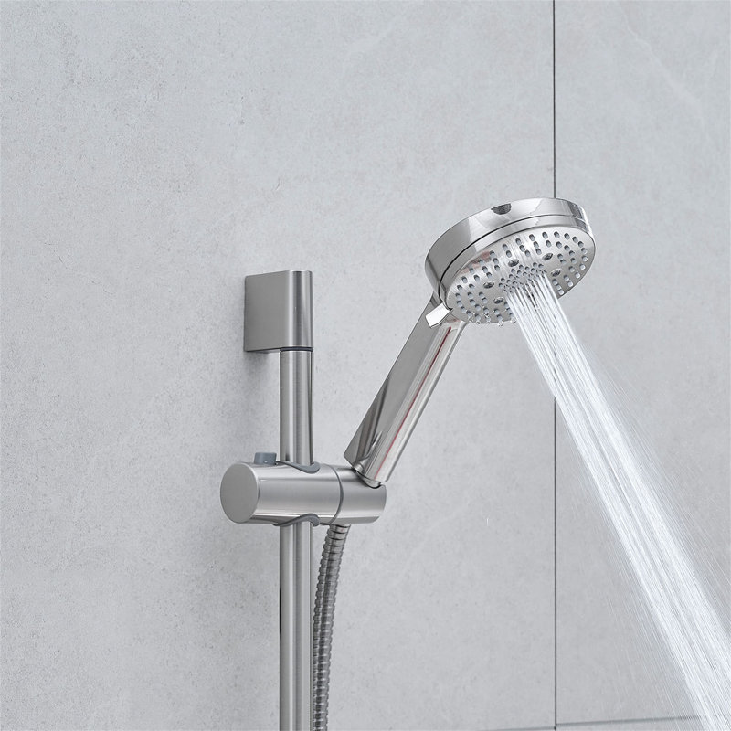 10 Inch Wall Mounted Shower System With Handheld Shower 2 Handle Shower Faucet Set High Pressure Shower Trim Kit With Slide Bar
