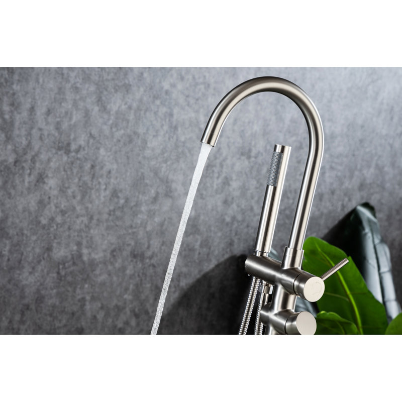 Stainless Steel Tub Faucet With 3.44 In. Height And 13.23 Width 30 Depth Filler Hand Shower In