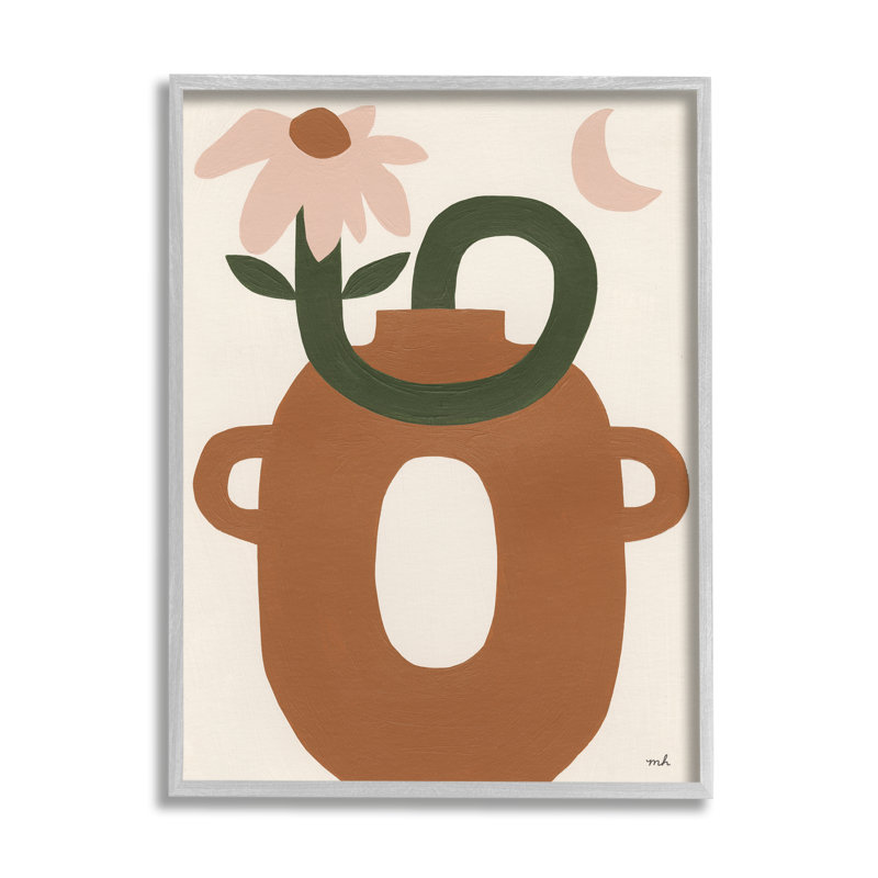 Vase moderne bohème encadré sur bois, H 20 po x l 16 po x P 1,5 po, Estampe numérique Farmhouse