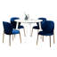 Ensemble de salle à manger contemporain 5 pièces - table ronde blanche et 4 chaises, rembourrage en velours, surface attrayante et fabrication en bois d'hévéa, siège confortable, élégant