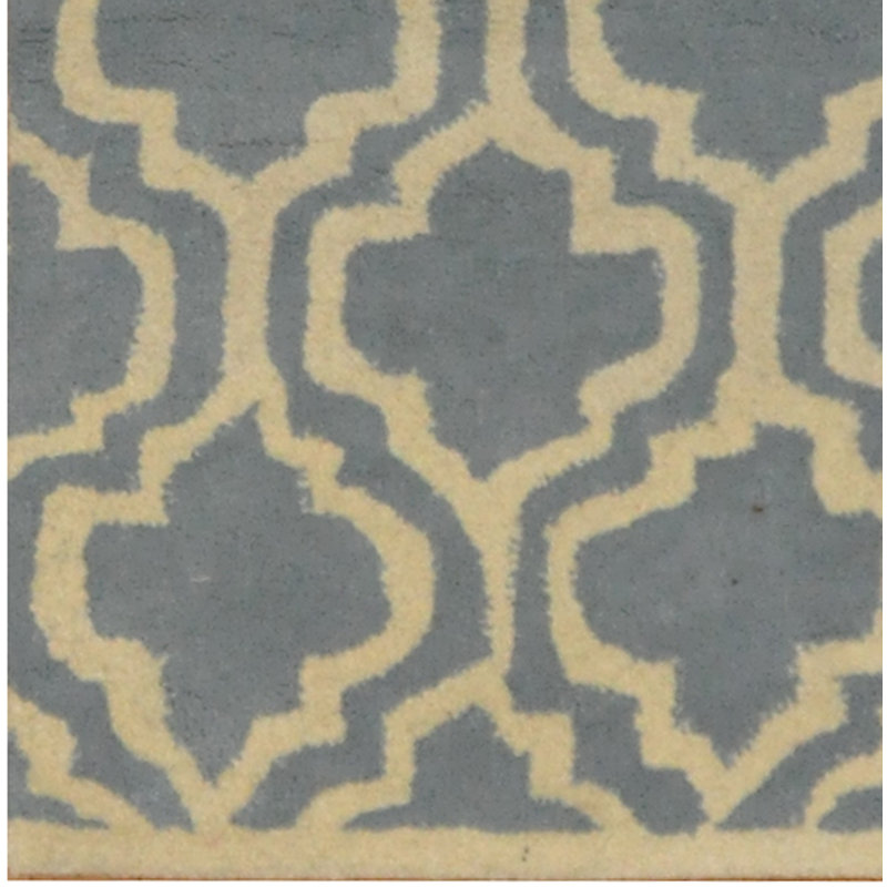 Tapis décoratif de noué à la main gris en laine noué à la main de conception unique 2 pi 10 po x 9 pi