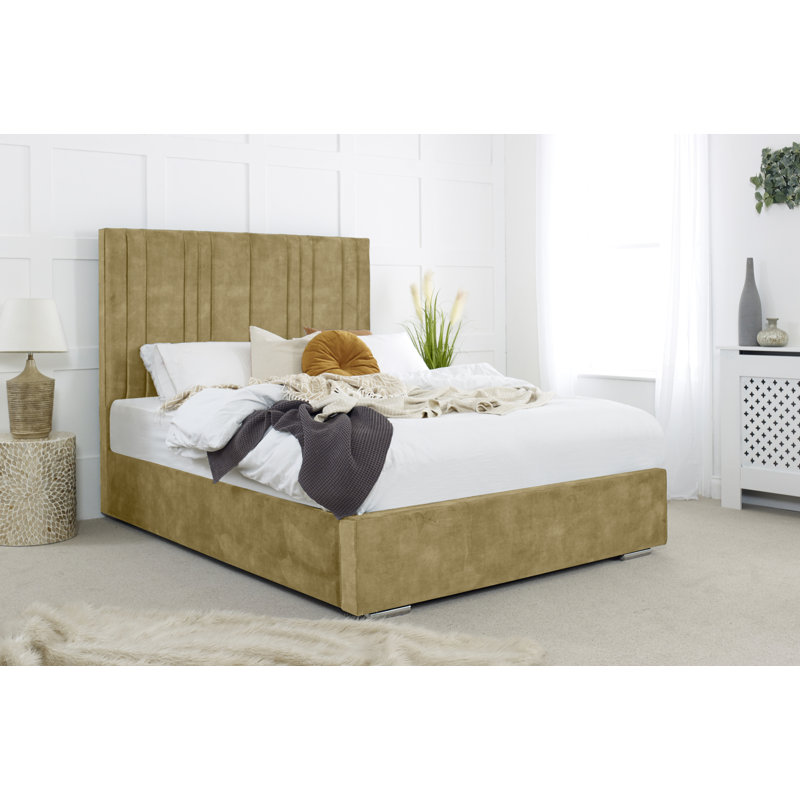 Akoowo Upholstered Bed, Small Double (4'), Beige
