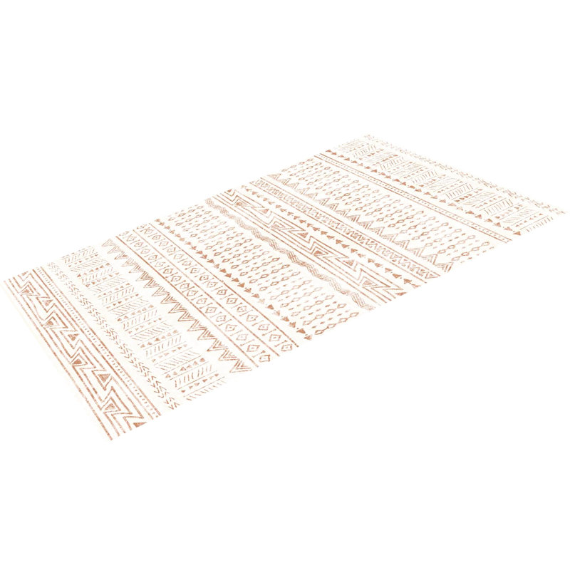 Tapis beige 5 x 8 pi, conception antidérapante, lavable et créant un tapis de sol d'ambiance douillet, surface en velours déchirée, convenant aux espaces de vie