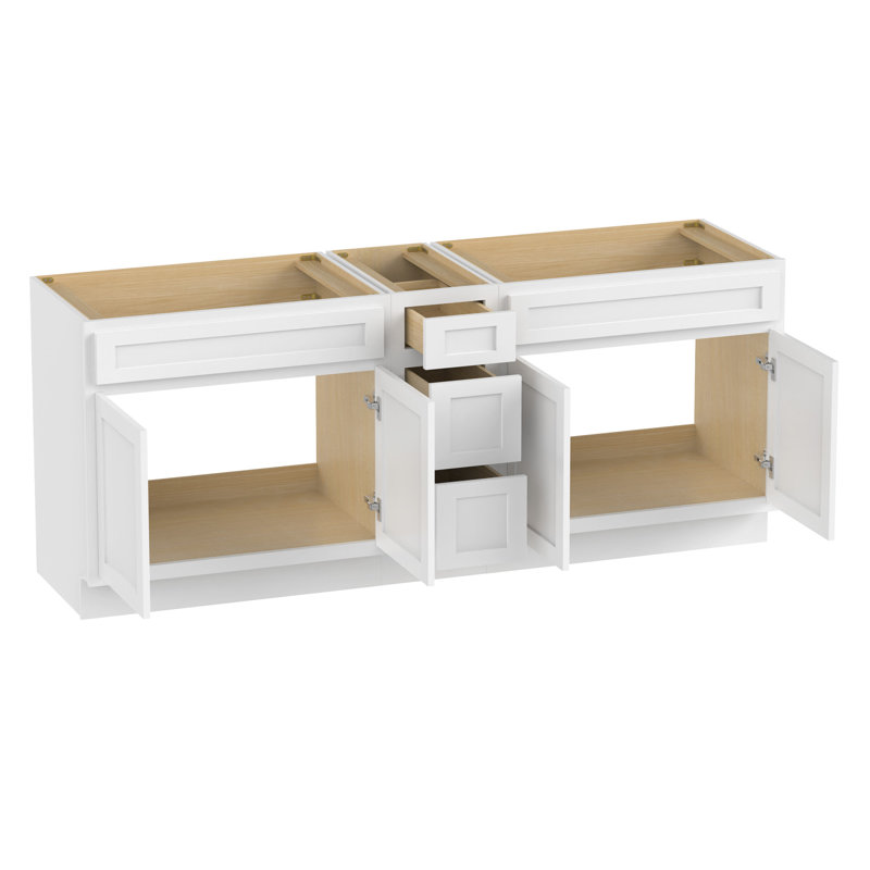 90'' Double Bathroom Vanity Base Only, White