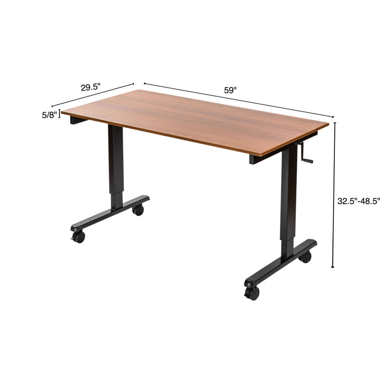 Bureau debout à hauteur ajustable Fontclair, H 32,5 po x l 59 po x P 29,5 po, Teck / Noir