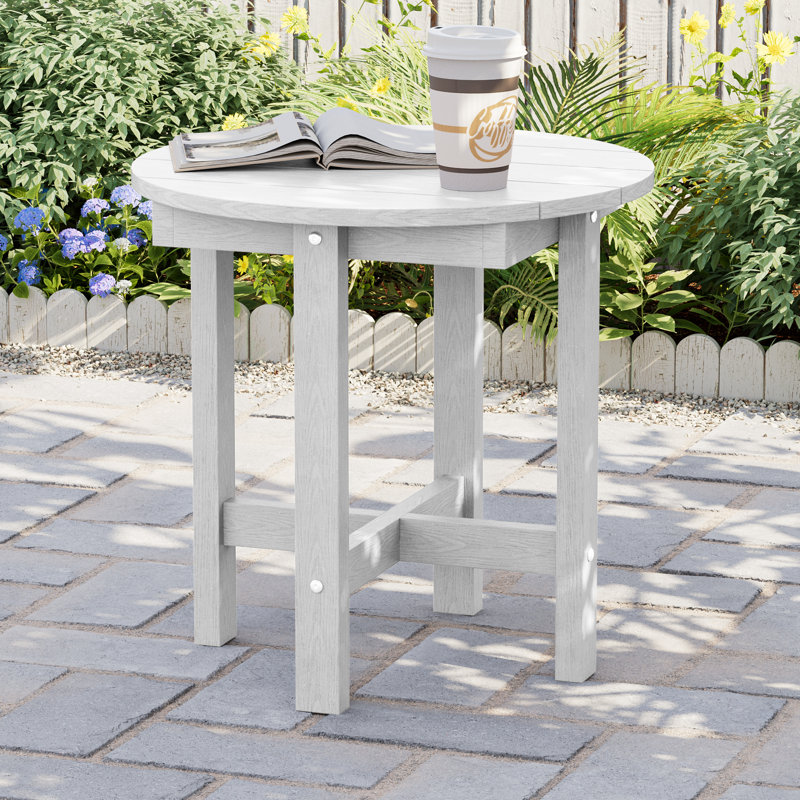 All-Weather HDPE Patio End Table, Easy Maintenance Small Outdoor Table, Fade-Resistant Side Table for Backyard, Pool, Porch 