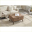 Repose-pieds avec rangement, en bois massif de style Mid-Century moderne, carré de 31,5 po pour le vestibule du salon | Noyer brun | Bois-518749328