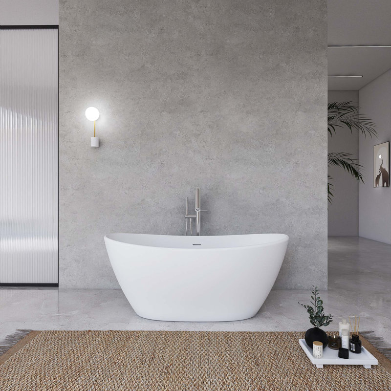61 "61" Baignoire autoportante en pierre artificielle de petite taille pour salle de bain