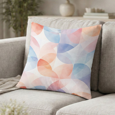 Coussin décoratif moderne à motif mosaïque pastel orange