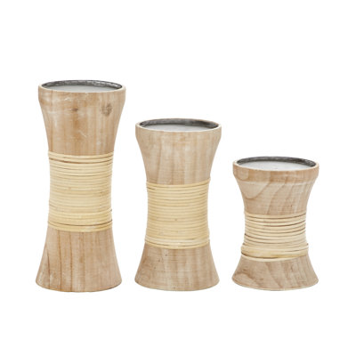 10.05'' H Wood Tabletop Candlestick