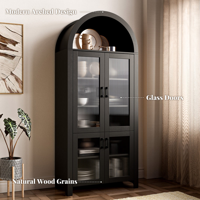 Arched Display Cabinet, Black