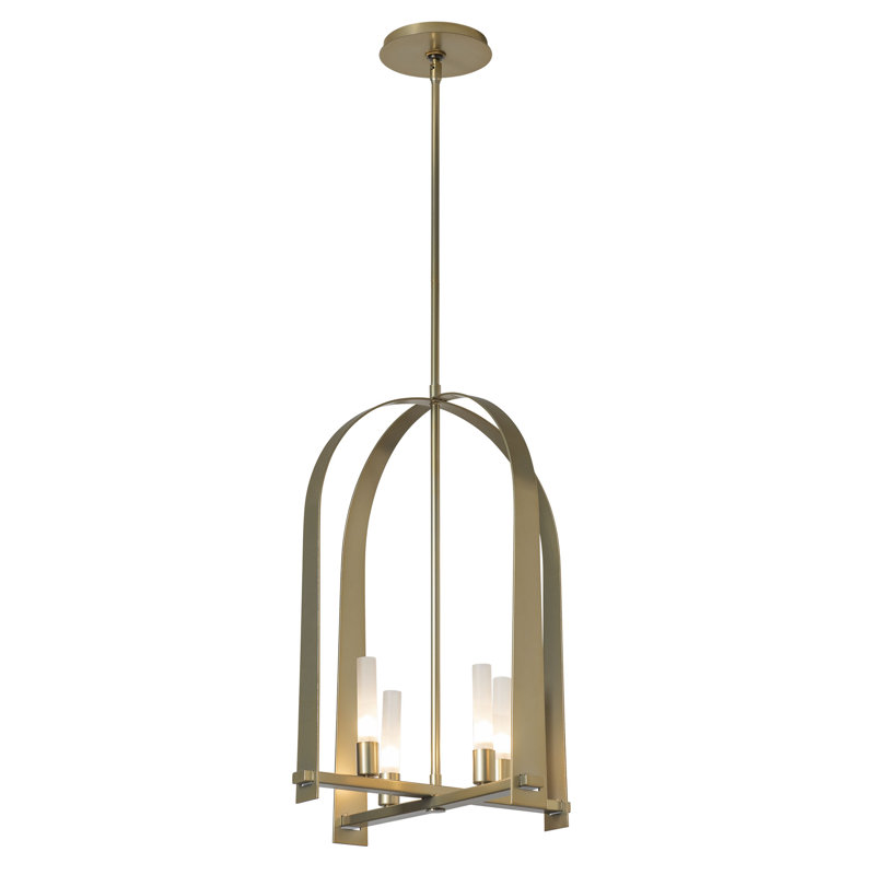 Triomphe 4 - Light Lantern Geometric Chandelier, Modern Brass