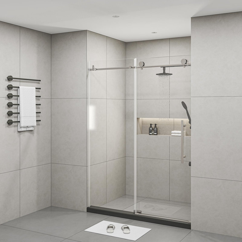 Porte de douche en verre sans cadre de 60 po de largeur x 76 po de hauteur