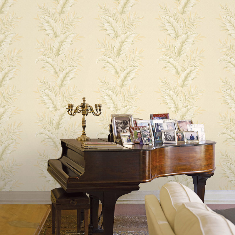 Moffitt 10m x 53cm Textured Satin Wallpaper Roll, Green/Cream