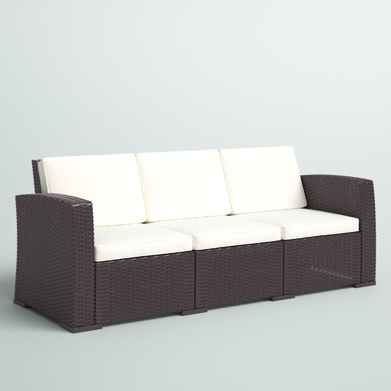 Mcchesney 78'' Wide Straight Patio Sofa with Cushions, Brown