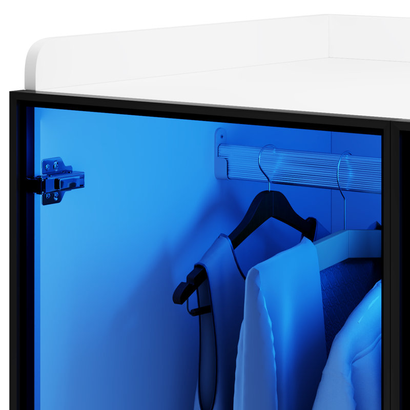 Armoire-penderie 2 portes avec lumières DEL, Blanc