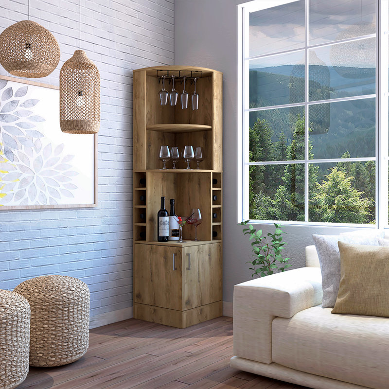 Corner Bar Cabinet, Brown