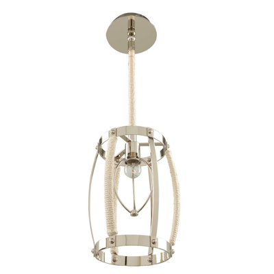 Luminaire suspendu en nickel poli 1 lumière Bradbury Kalco