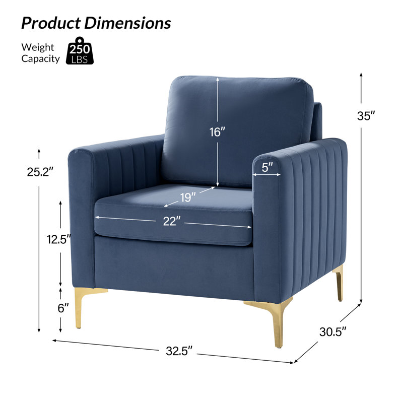 Fauteuil club capitonné en velours Cedarpoint, Bleu ardoise
