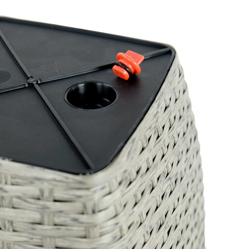 Paquet de 2 pots à fleurs Derince - Osier tissé à la main - Carré fin, H 12,6 po x l 12,6 po x P 12,6 po, Gris