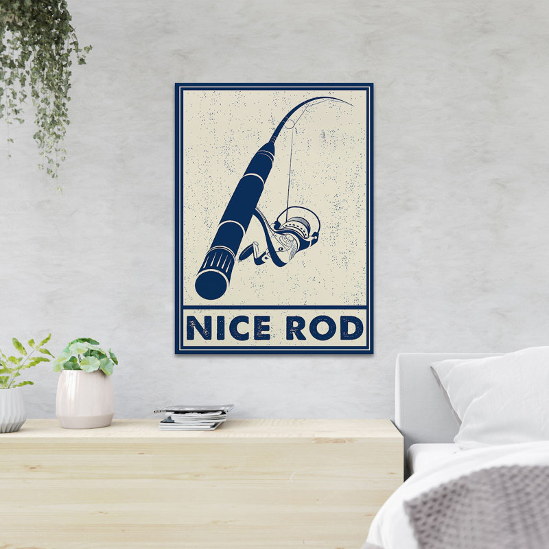 «Blue Fishing Rod - Nice Rod», reproduction d'art graphique sur toile tendue 1 pièce, H 36 po x l 24 po x P 2 po