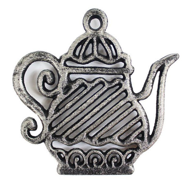 Metal 1 Piece Trivet, Rustic Silver