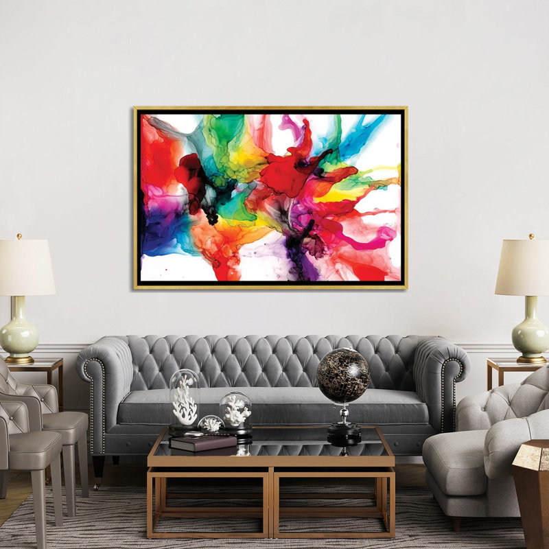 « Jeweltone Prism II » par Jennifer Goldberger-impression, H 40 po x l 60 po x 1,5 po, Toile encadrée d'or