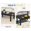 Table basse d'extérieur en métal toutes saisons avec plateau d'aspect bois-497146932