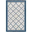 Tapis bleu / crème en laine tissé à plat à la main à motif géométrique New Ashford-976067737