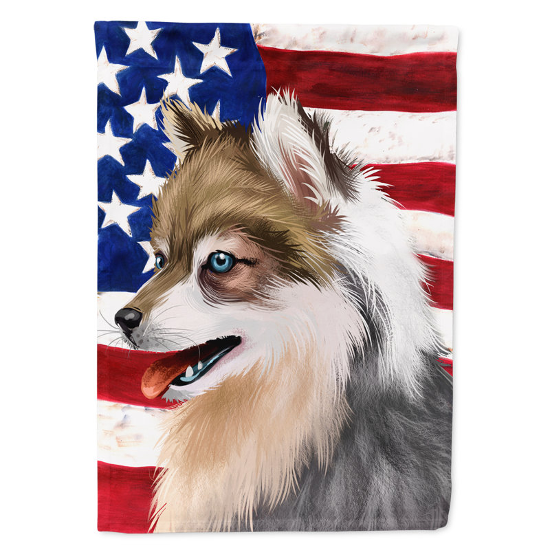 Polyester à 2 côtés 28 x 40 po drapeau maison, Klee Kai de l'Alaska