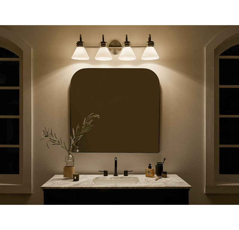 Éclairage pour meuble-lavabo à intensité variable 4 lumières Arenstein, Bronze champagne