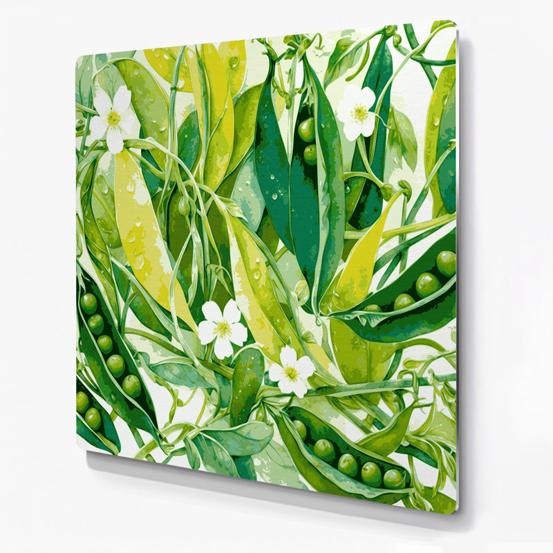 Art mural en métal légumes pois verts, H 12 po x l 12 po
