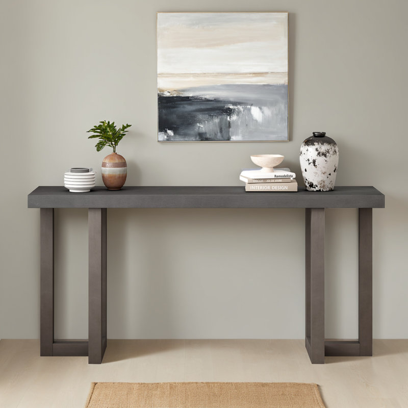 63.02" Console Table Entryway Side Table for Hallway Living Room, Dark Gray/Light Gray