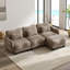 Canapé d'angle trois places en chenille avec pouf amovible et coussins lombaires-474879377