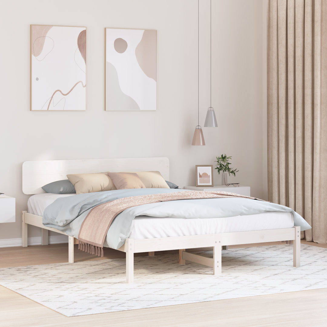 Vidaxl Bed Frame With Headboard Solid Pine Wood