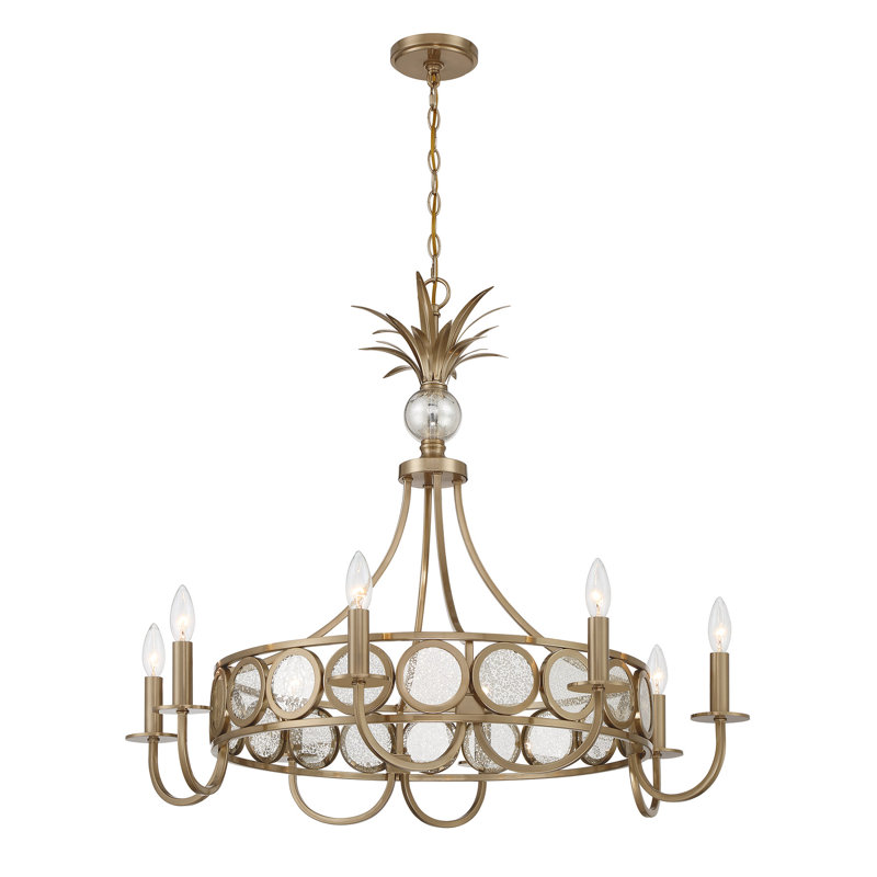 Lustre 8 lumières Hearst en laiton noble, Laiton