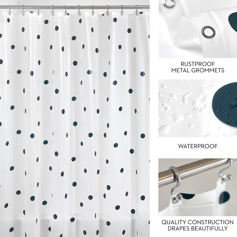 72" x 72" Black and White Vinyl Polka Dot Shower Curtain