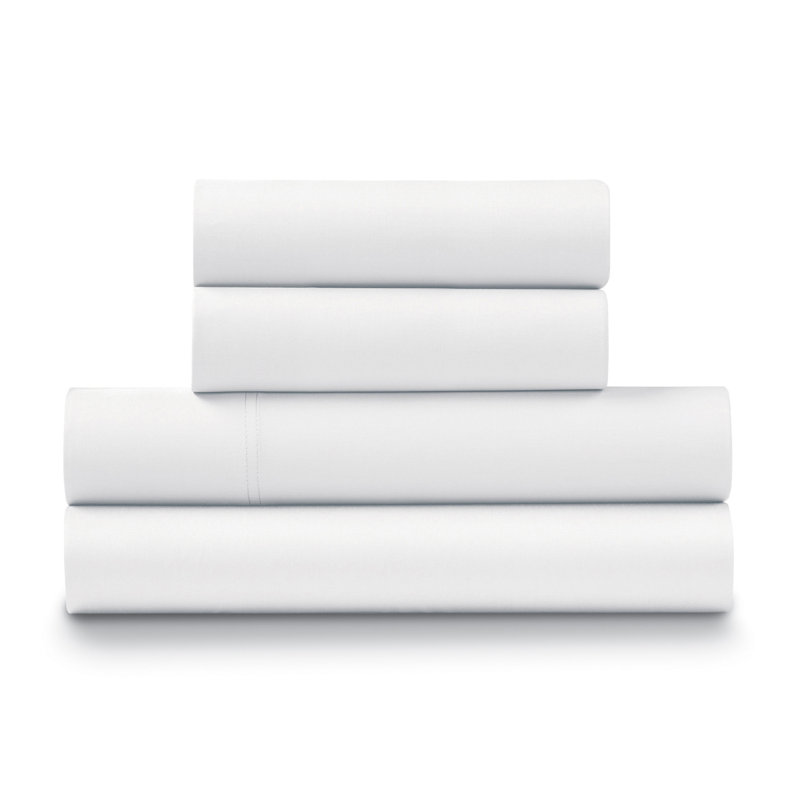 100% Cotton Sateen Luxurious 1200 Thread Count 4-Piece Sheet Set, King, White