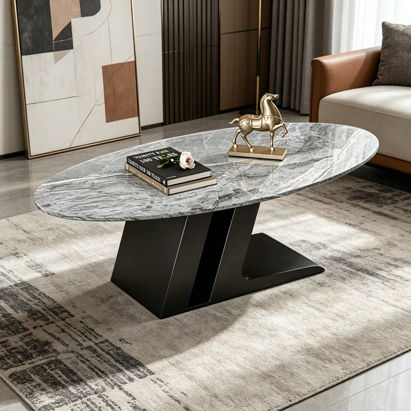 Bobek, 17.71" H x 47.24" W x 23.62" D, Light Grey/Black, Marble